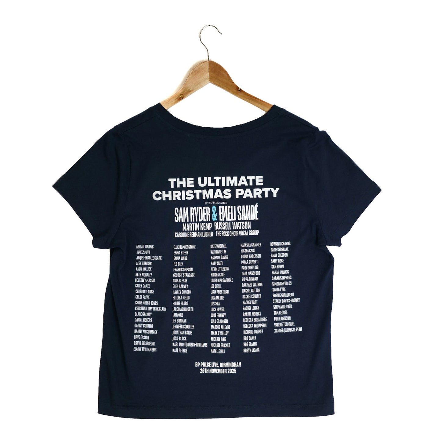 SMALL - Rock Choir LIVE The Ultimate Christmas Party  Ladies Blue V Neck Line Up T-Shirt